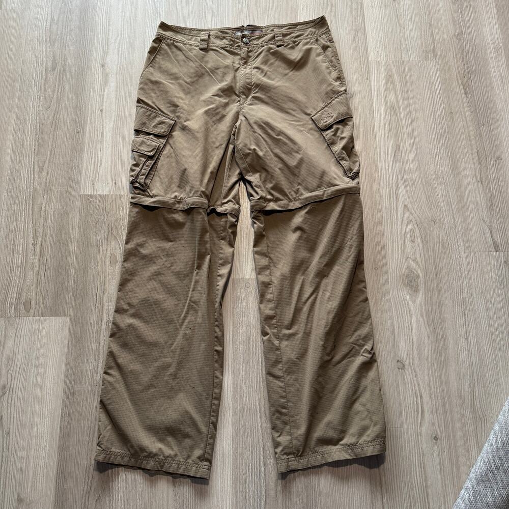 Men's Under Armour Tan Brown Ripstop Conversion Active Pants Shorts Sz 36 x 32